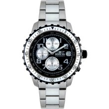 Invicta Men's Stainless Steel Case and Bracelet Chronograph Black Tone Dial Date Display 6000