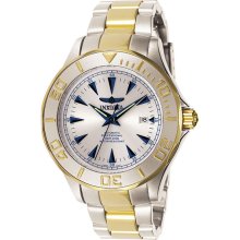 Invicta Men's Two Tone Stainless Steel Pro Diver Automatic Silver Tone Dial Blue Accents 7036