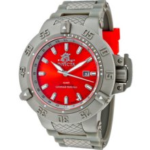 Invicta Watch 1587 Men's Subaqua Limited Edition Gmt Red Dial Grey Polyurethane