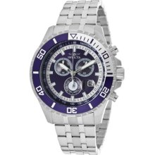 Invicta Watches Men's Pro Diver Chronograph Blue Dial Stainless Steel