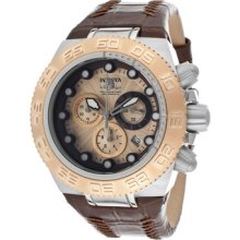 Invicta Watches Men's Subaqua Chronograph Rose Gold Tone Dial Brown Ge