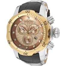 Invicta Watches Men's Venom/Reserve Rose Gold Textured Dial Black Genu