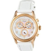 Invicta Women's 0582 Angel Chronograph Diamond Accented White Leather Watch