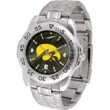 Iowa Stainless Steel Mens Watch (new) Black Hawkeyes Men's Jewelry Ncaa