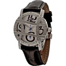 JBW Just Bling Iced Out Ladies JB-6214L-D Stainless Steel Designer Dial Leather Diamond Watch