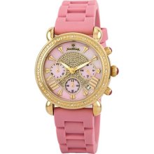 JBW Victory Designer Silicone Diamond Watch Bezel Color: 18K Gold Plated, Band Color: Pink