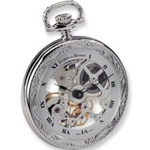 JD Manoir Silver Brass Case Skeleton Pocket Watch