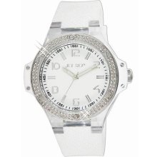Jet Set Cannes Ladies Watch with White Band with Crystal Bezel