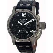 Jet Set Mens San Remo Stainless Watch - Black Leather Strap - Black Dial - JETJ27581-217