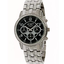 Jet Set Womens Beverly Hills Stainless Watch - Silver Bracelet - Black Dial - JETJ69204-262