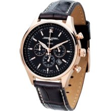 Jorg Gray Women's Quartz Watch With Black Dial Chronograph Display And Brown Leather Strap Jg6500-22