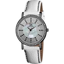 Joshua & Sons Women's Swiss Quartz Stainless Steel Crystal Strap Watch (Black/ White)