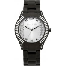 K114 Karen Millen Ladies Black Silver Watch