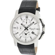 Kenneth Cole Men's Dress Sport Black Leather And Silver Dial Watch