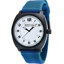 Kenneth Cole Mens Reaction XL Analog Stainless Watch - Blue Rubber Strap - White Dial - RK1275