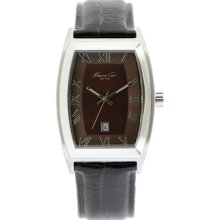 Kenneth Cole Men's Stainless Steel Case Date Rrp $95 Brown Leather Watch Kc1916