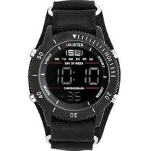 Kenneth Cole Mens Unlisted Digital Stainless Watch - Black Nylon Strap - Black Dial - UL1226