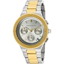 Kenneth Jay Lane Watch 2126 Women's Chronograph Silver Sunray Dial Two Tone