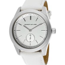 Kenneth Jay Lane Watches Women's Silver Textured Dial White Genuine Le