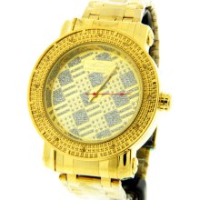 King Master Gold-tone Case Gold Dial Men's Diamond Watch KM-37