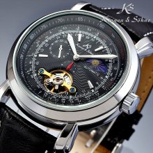 Ks Tourbillon Moon Phase Automatic Mechanical Mens Boy Sport Leather Watch Usts