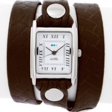 La Mer Collections Brown Basketweave Wrap Watch