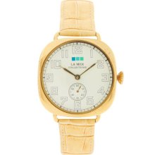 La Mer Ladies Oversized Vintage Watch Tan & Gold Lmovw2035 Rrp Â£98