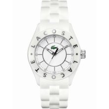 Lacoste Biarritz White Dial White Ceramic Ladies Watch 2000672