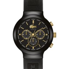 Lacoste 'Boreno' Chronograph Silicone Strap Watch Black/ Gold