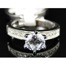 Ladies .925 Sterling Silver 2 Pc Simulated Lab Diamond Solitaire Ring Band 8mm