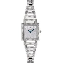 Ladies' Bulova Crystal Accent Watch with Square Silver Dial (Model: 96L140) bulova