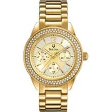 Ladies' Bulova Crystal Accent Watch with Champagne Dial (Model: 97N102) bulova