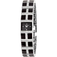 Ladies BULOVA New Analog Quartz Watch Black Stainless Steel Bracelet Crystals