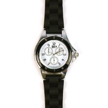 Ladies Casual 2 Tone Metal Silcone Strap Analog Wrist Watch Watches Black