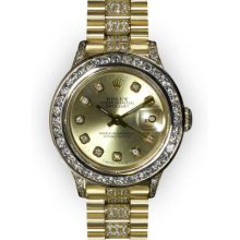 Ladies Champagne Dial 1.5ct Channel Set Bezel Rolex Super President