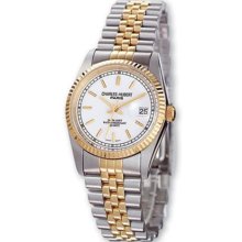 Ladies Charles Hubert 14k Gold Gld-pltd Two-tone Off White 25mm D ...