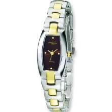 Ladies Charles Hubert Gold-plated Stainless Steel Brown Dial 19x31mm Watch