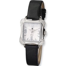 Ladies Charles Hubert Leather Band Silver White Dial Watch
