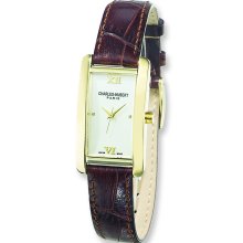 Ladies Charles Hubert Leather Band Cream Dial 21x30mm Watch