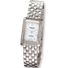 Ladies Charles Hubert Solid Stainless Steel White Dial Watch No. 6666-W/M