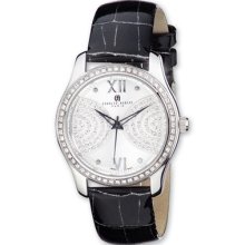 Ladies Charles Hubert Stainless Steel Silver Dial Black Leather Watch Xwa3281