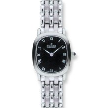 Ladies Charmex Stnlss Stl Black Dial Swiss Quartz 25x29mm Watch