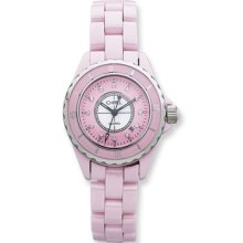 Ladies Chisel Pink Ceramic And Pink And White Dial Watch