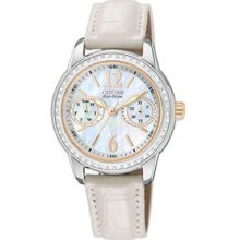 Ladies Citizen Eco-drive White Leather Watch Fd1036-09d