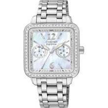 Ladies Citizen Eco Drive Watch in Stainless Steel with Crystals (FD1040-52D)