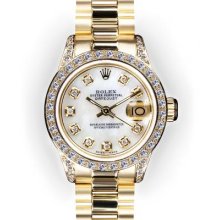 Ladies Diamond Lugs & Beadset Bezel MoP Dial Rolex President