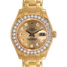 Ladies Diamond Rolex Masterpiece/Pearlmaster Gold Watch 80298