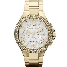 Ladiesâ€™ Gold-Tone Watch with Crystal Accents