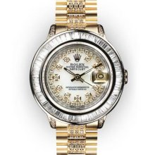 Ladies' MoP String Dial 1.75ct Baguette Bezel Rolex Super President