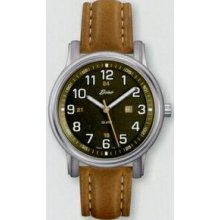 Ladies Quartzline Sport Silver Oversized Series Watch With Leather Strap